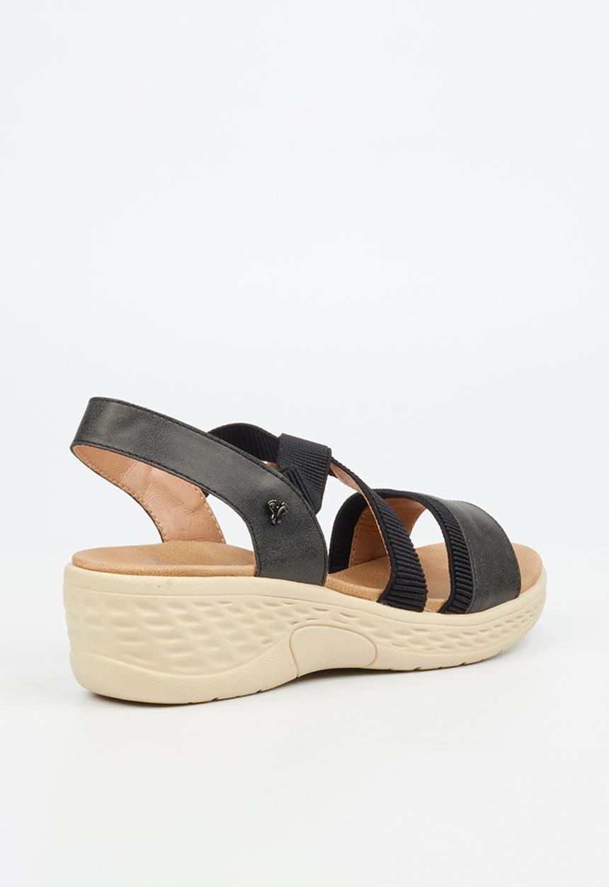 Butterfly Feet - Crest 1 Open Toe Slingback - Black