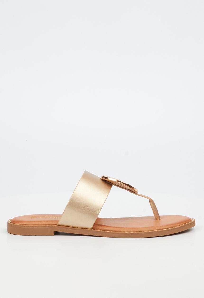 Miss Black - Honor 5 toe thong coin sandal - champagne