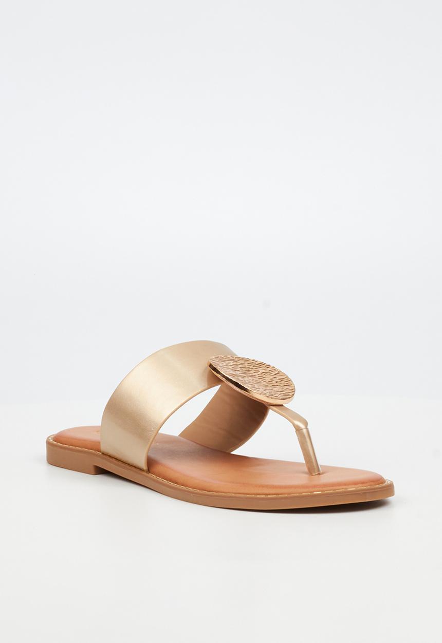 Miss Black - Honor 5 toe thong coin sandal - champagne