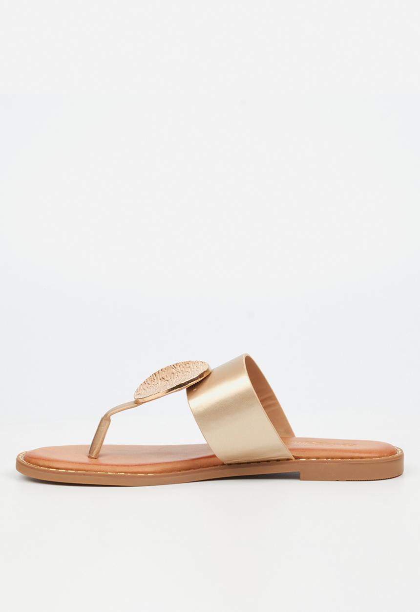 Miss Black - Honor 5 toe thong coin sandal - champagne