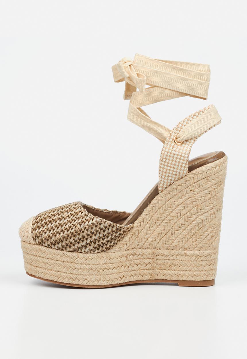 Miss Black - Moniker 11 tie up platform rope wedge - natural