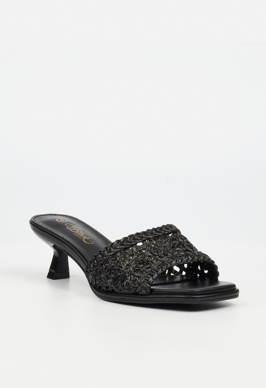 Miss Black - Parsley 1 comfort sock raffia kitten heel - black