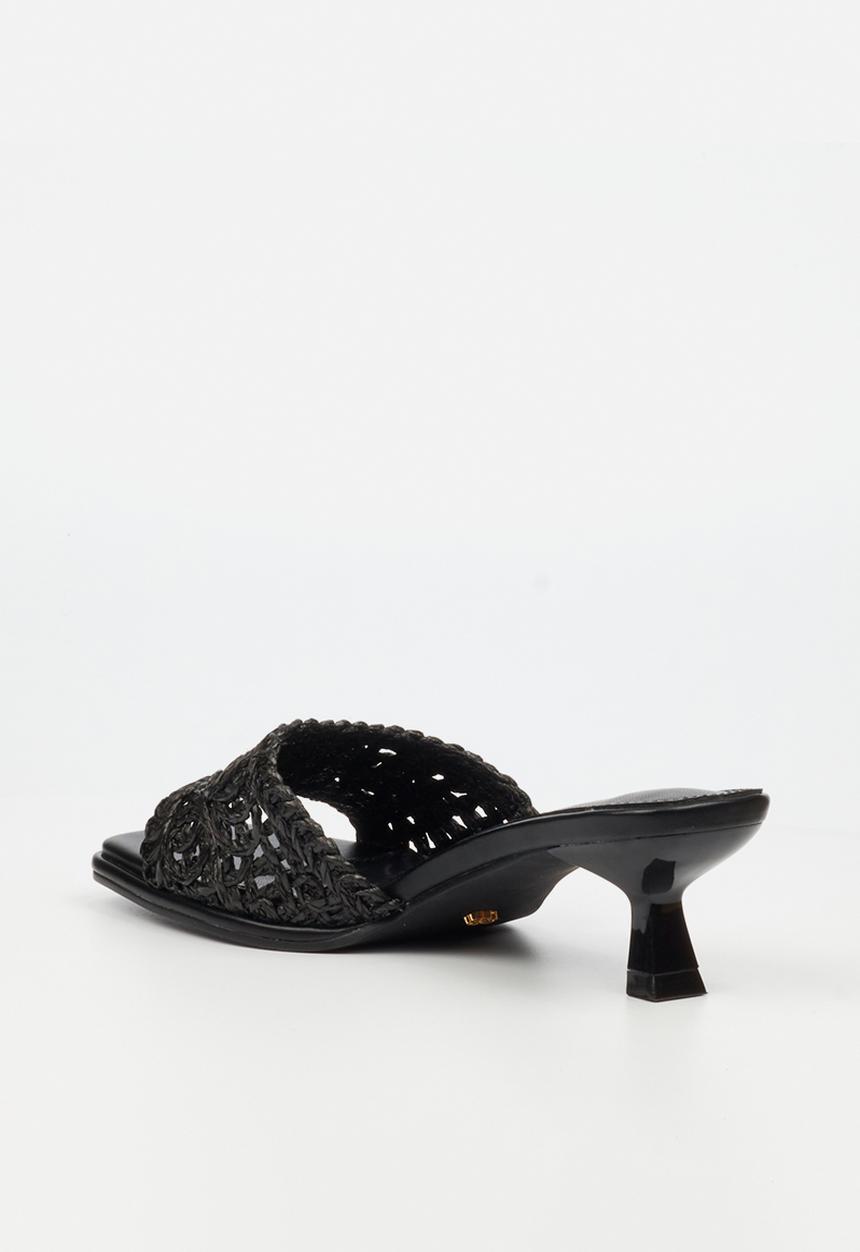 Miss Black - Parsley 1 comfort sock raffia kitten heel - black