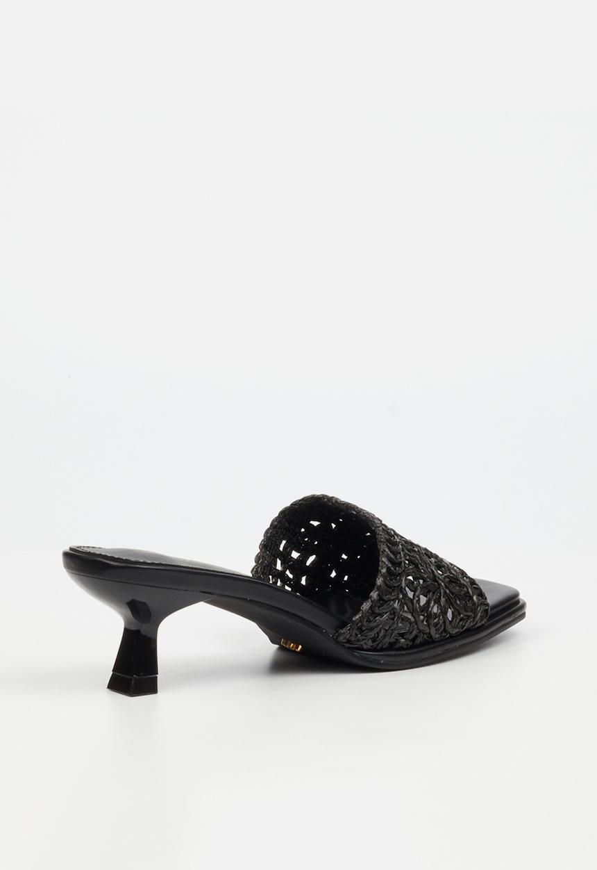 Miss Black - Parsley 1 comfort sock raffia kitten heel - black