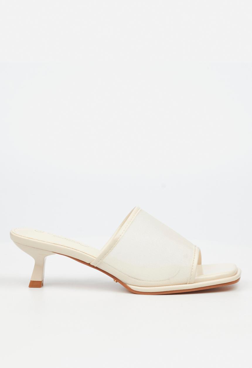 Miss Black - Parsley 2 comfort sock mesh mule kitten heel  - bone