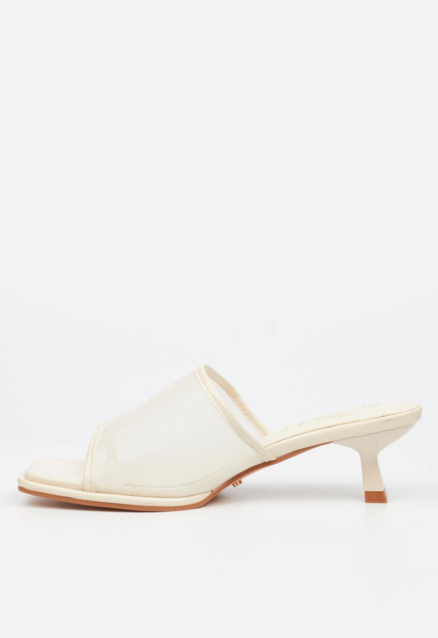 Miss Black - Parsley 2 comfort sock mesh mule kitten heel  - bone