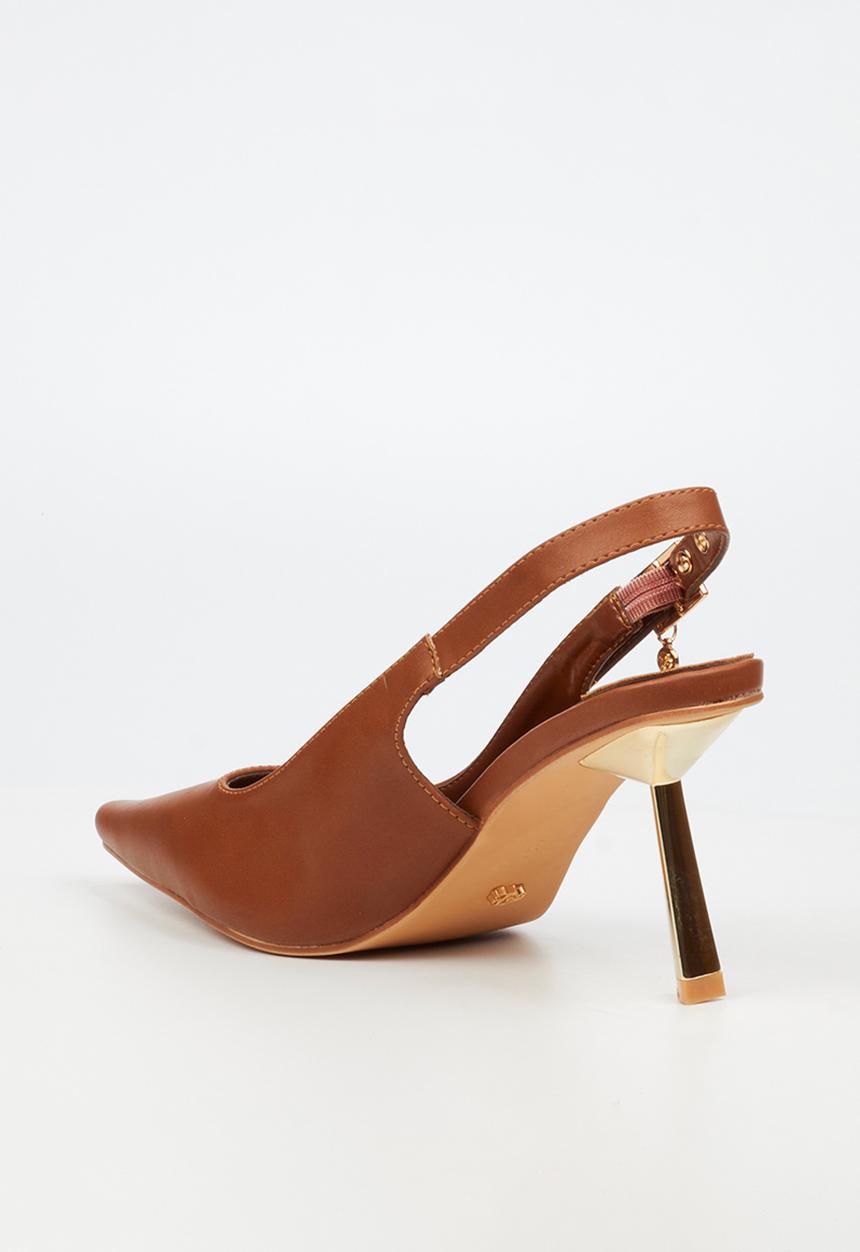 Miss Black - Roseca 1 slingback gold heel - tan