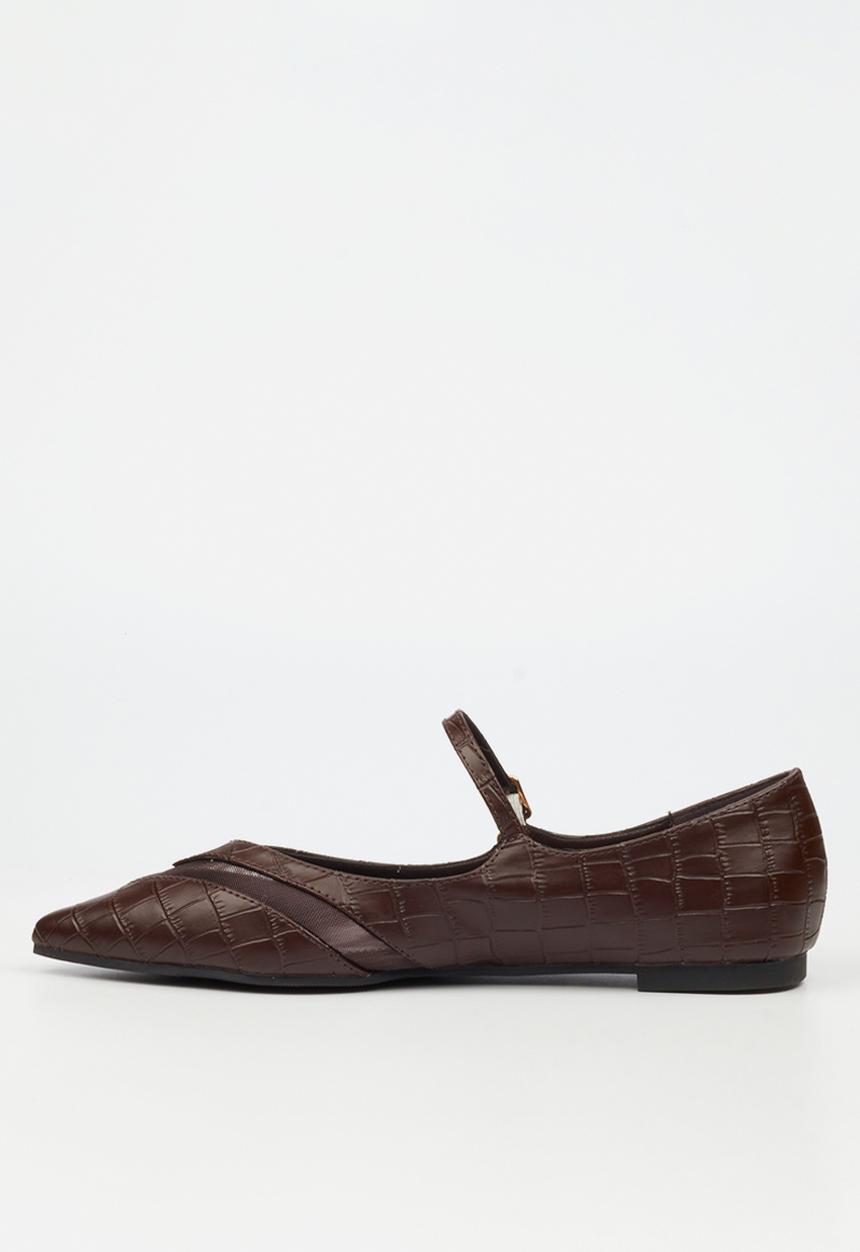 Miss Black - Allure 1 pointy croc pump - chocolate