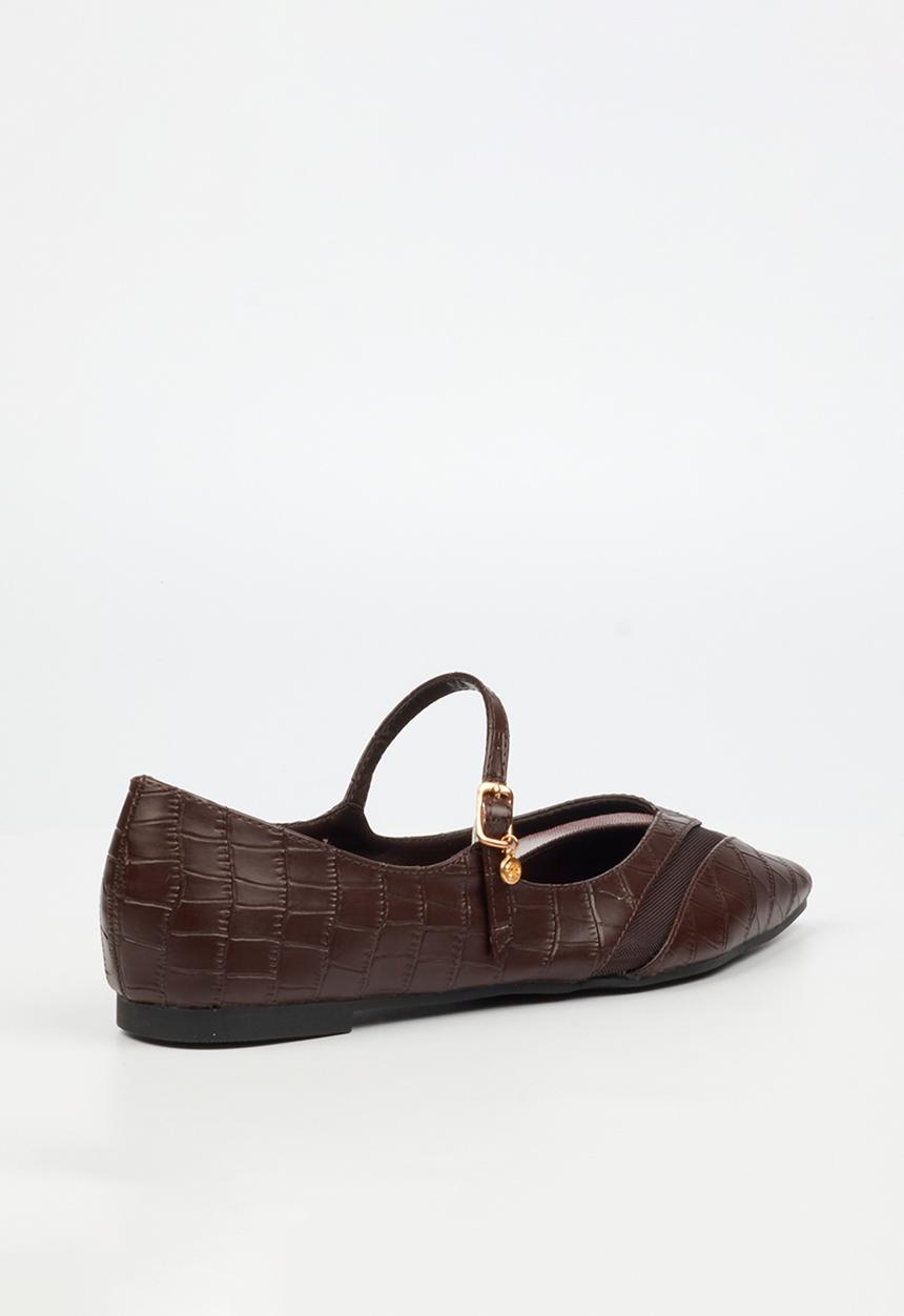 Miss Black - Allure 1 pointy croc pump - chocolate