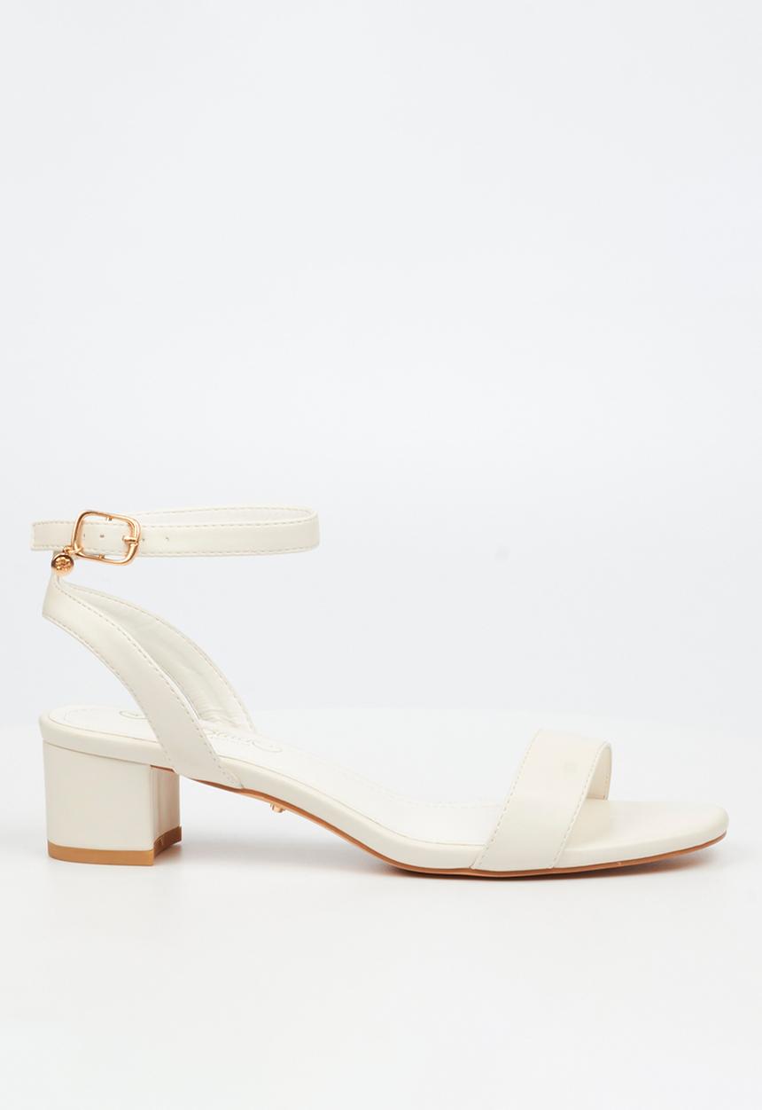 Miss Black - BINA 4 Low Block Heel - White