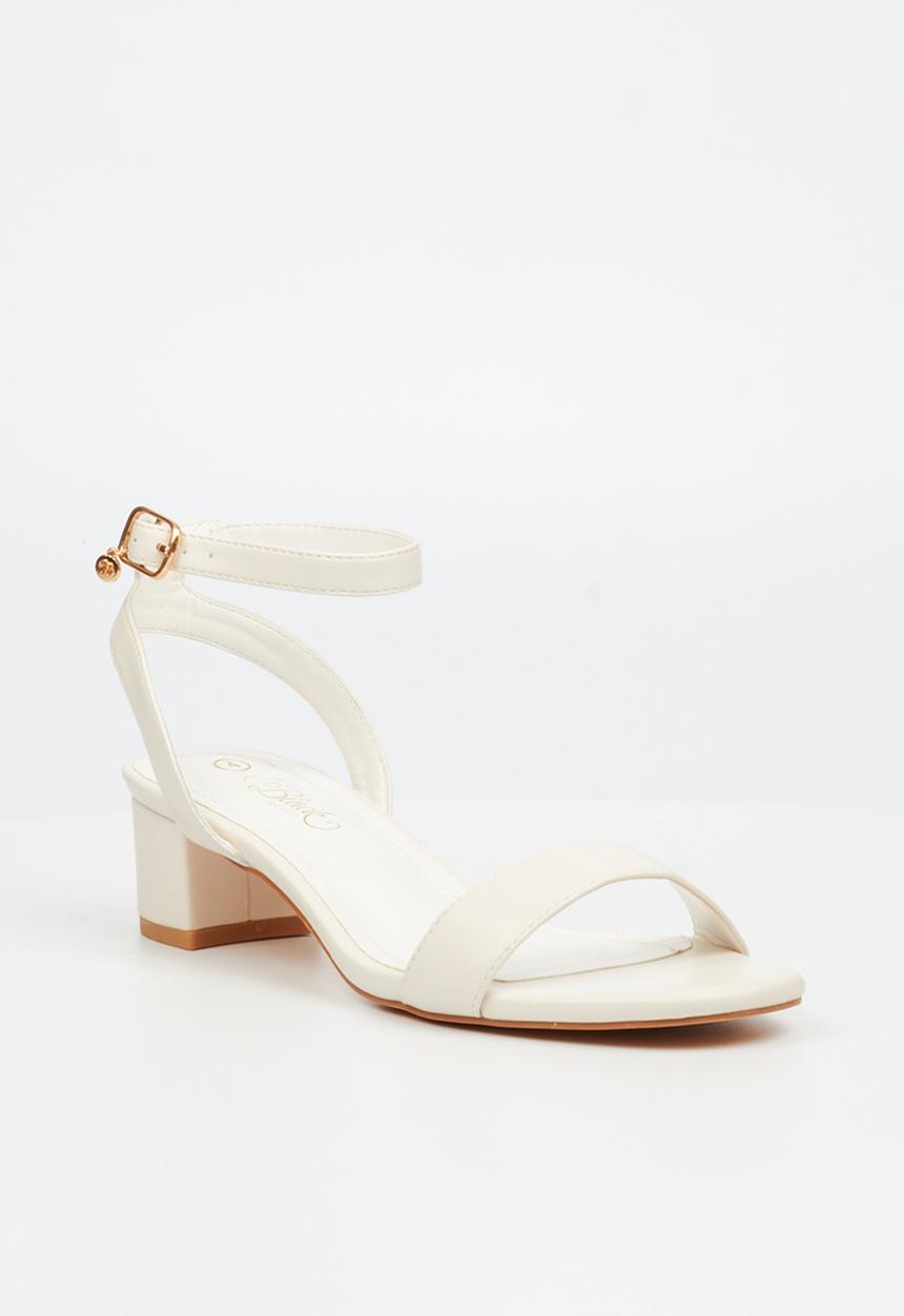 Miss Black - BINA 4 Low Block Heel - White