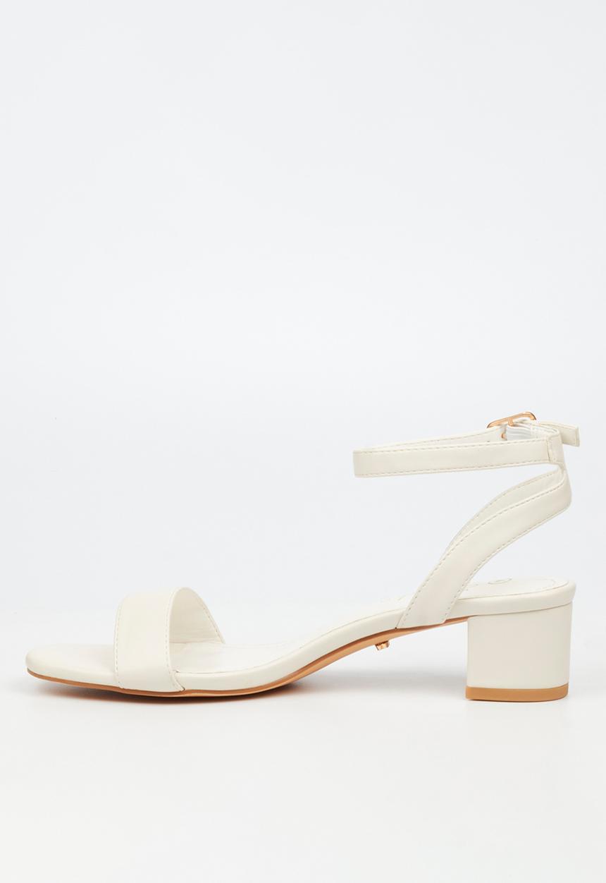 Miss Black - BINA 4 Low Block Heel - White