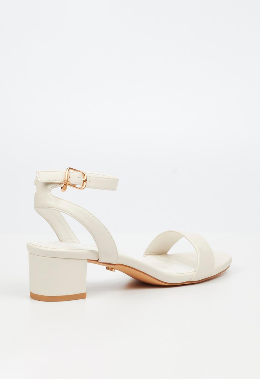 Miss Black - BINA 4 Low Block Heel - White