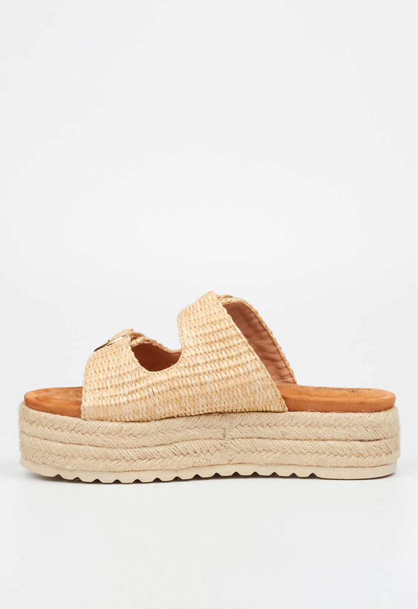 Miss Black - Connie 1 light-weight comfort double buckle rope flatform - natural