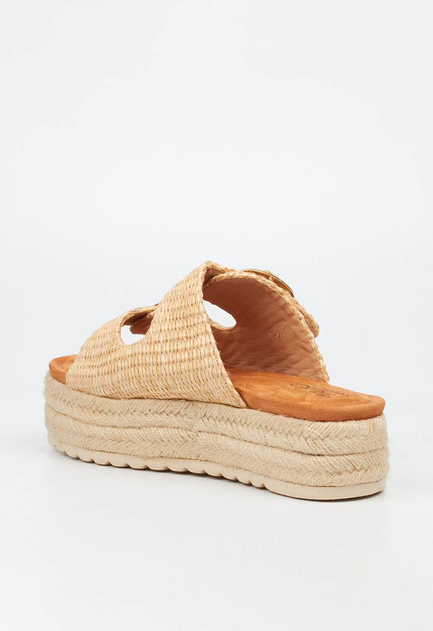Miss Black - Connie 1 light-weight comfort double buckle rope flatform - natural