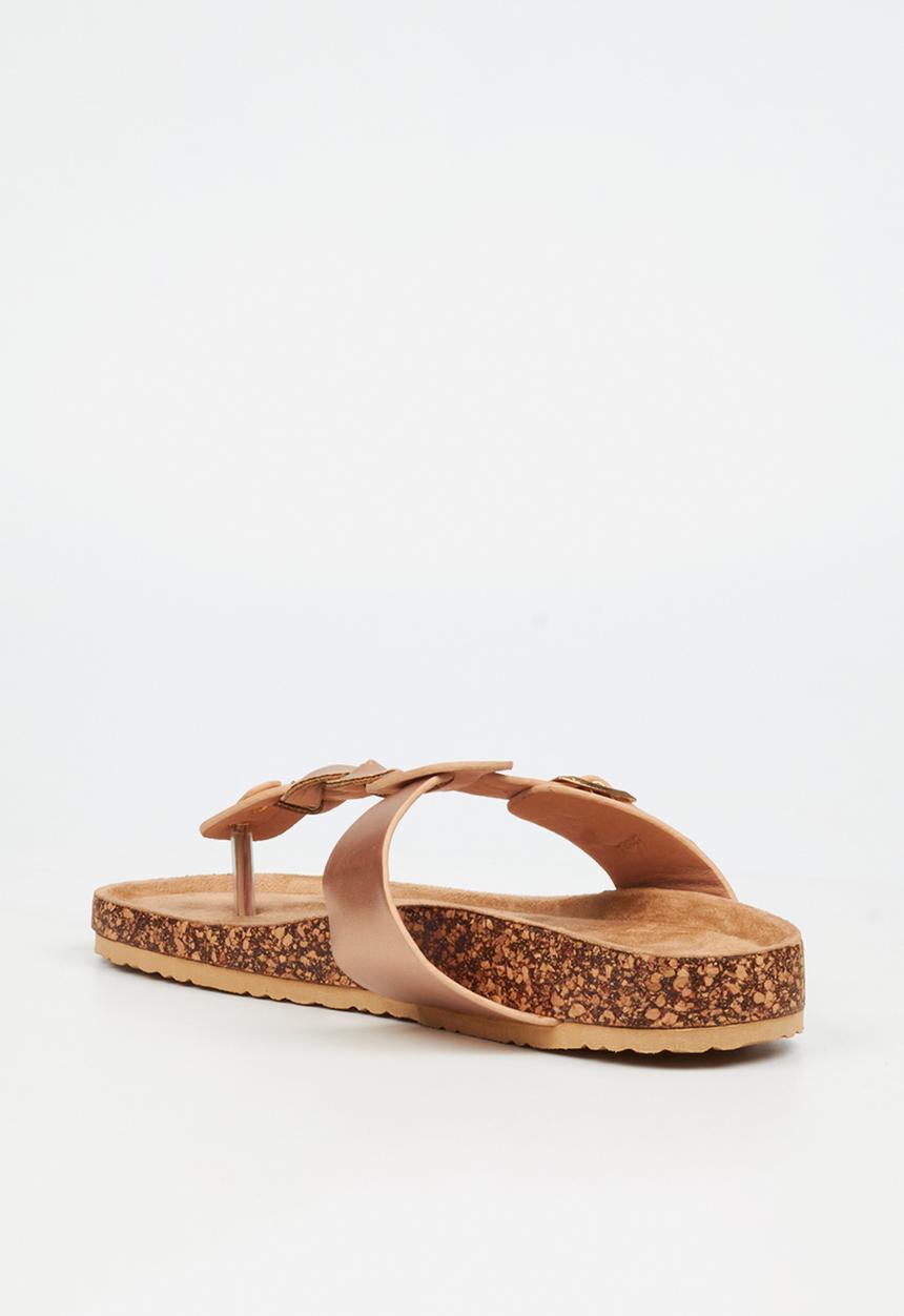 Viabeach - QORK 10 Comfort Sock Braided Toe Thong Qork Sandal - Rose Gold