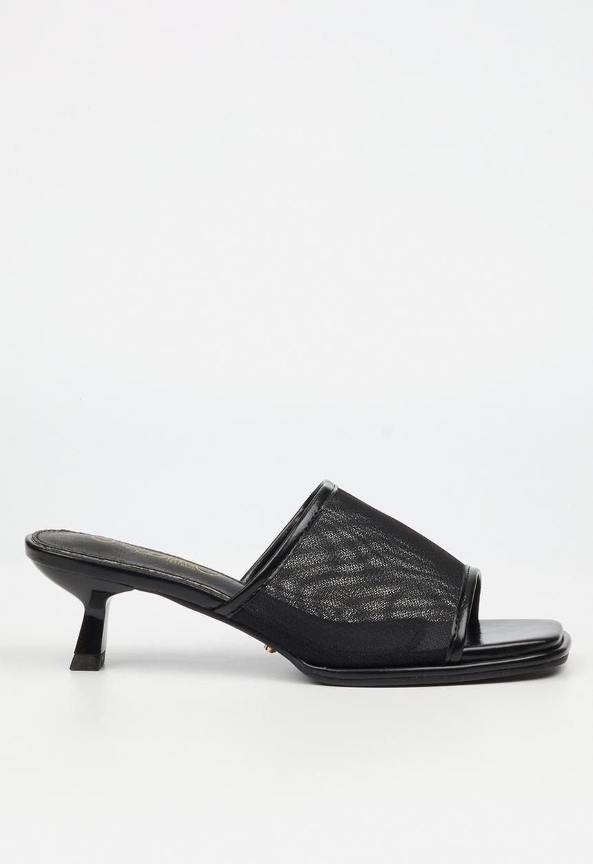 Miss Black - Parsley 2 comfort sock mesh mule kitten heel - black