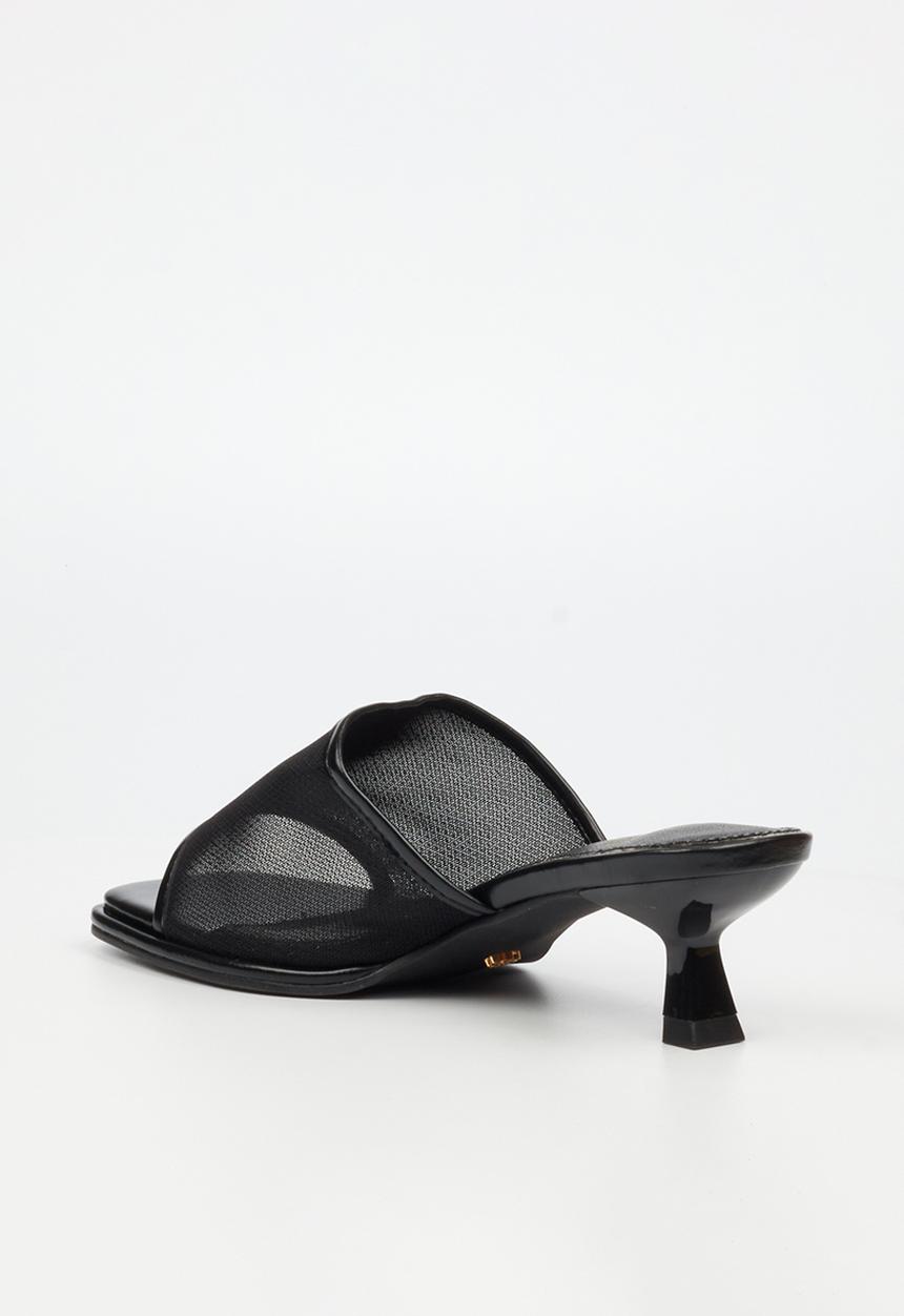 Miss Black - Parsley 2 comfort sock mesh mule kitten heel - black