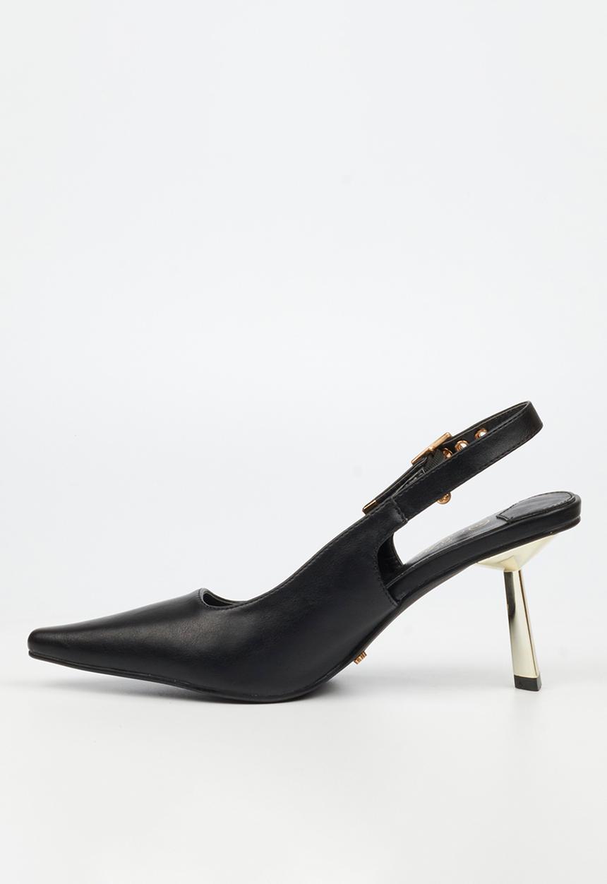 Miss Black - Roseca 1 slingback gold heel - black