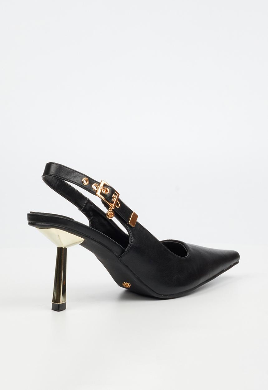 Miss Black - Roseca 1 slingback gold heel - black