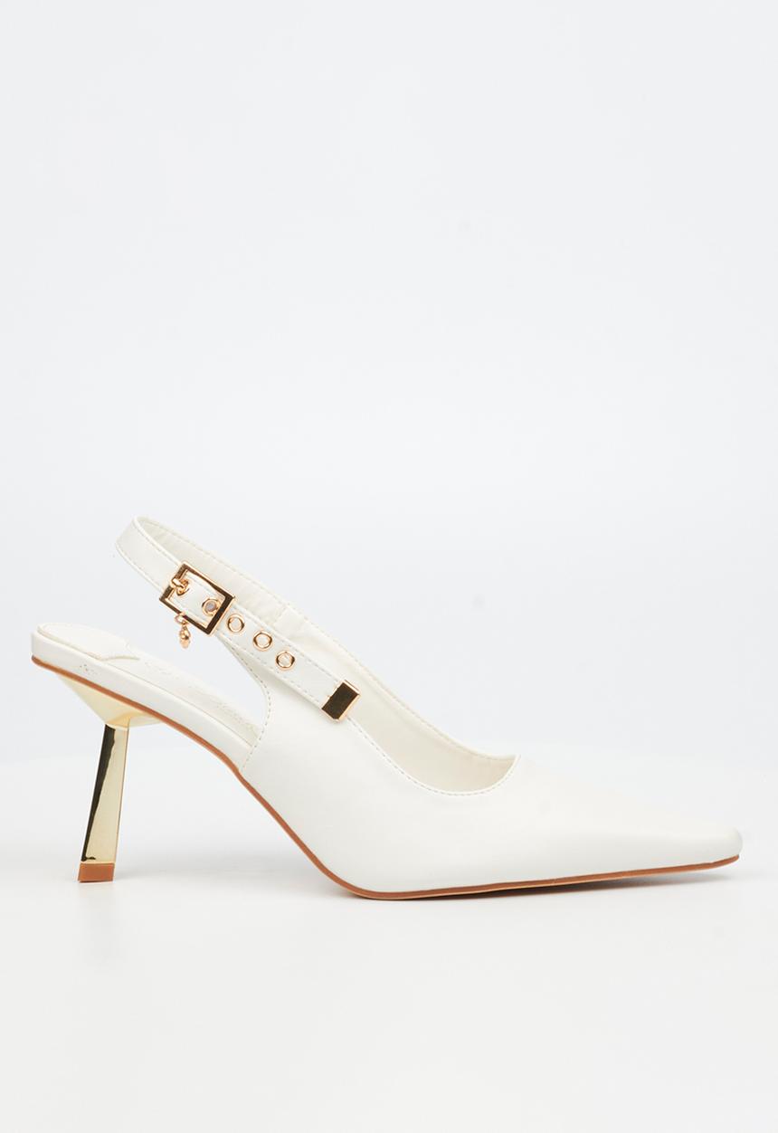 Miss Black - Roseca 1 slingback gold heel - white