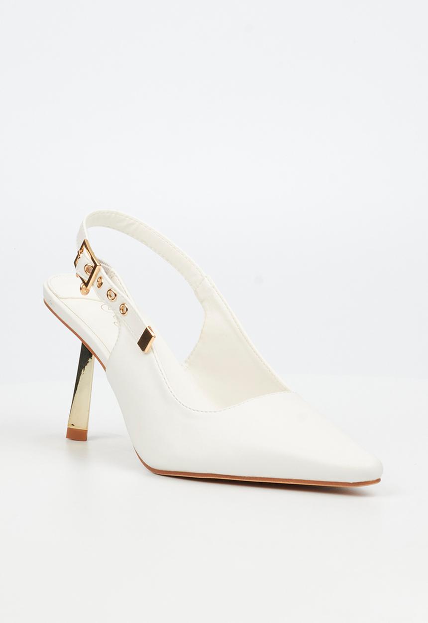 Miss Black - Roseca 1 slingback gold heel - white