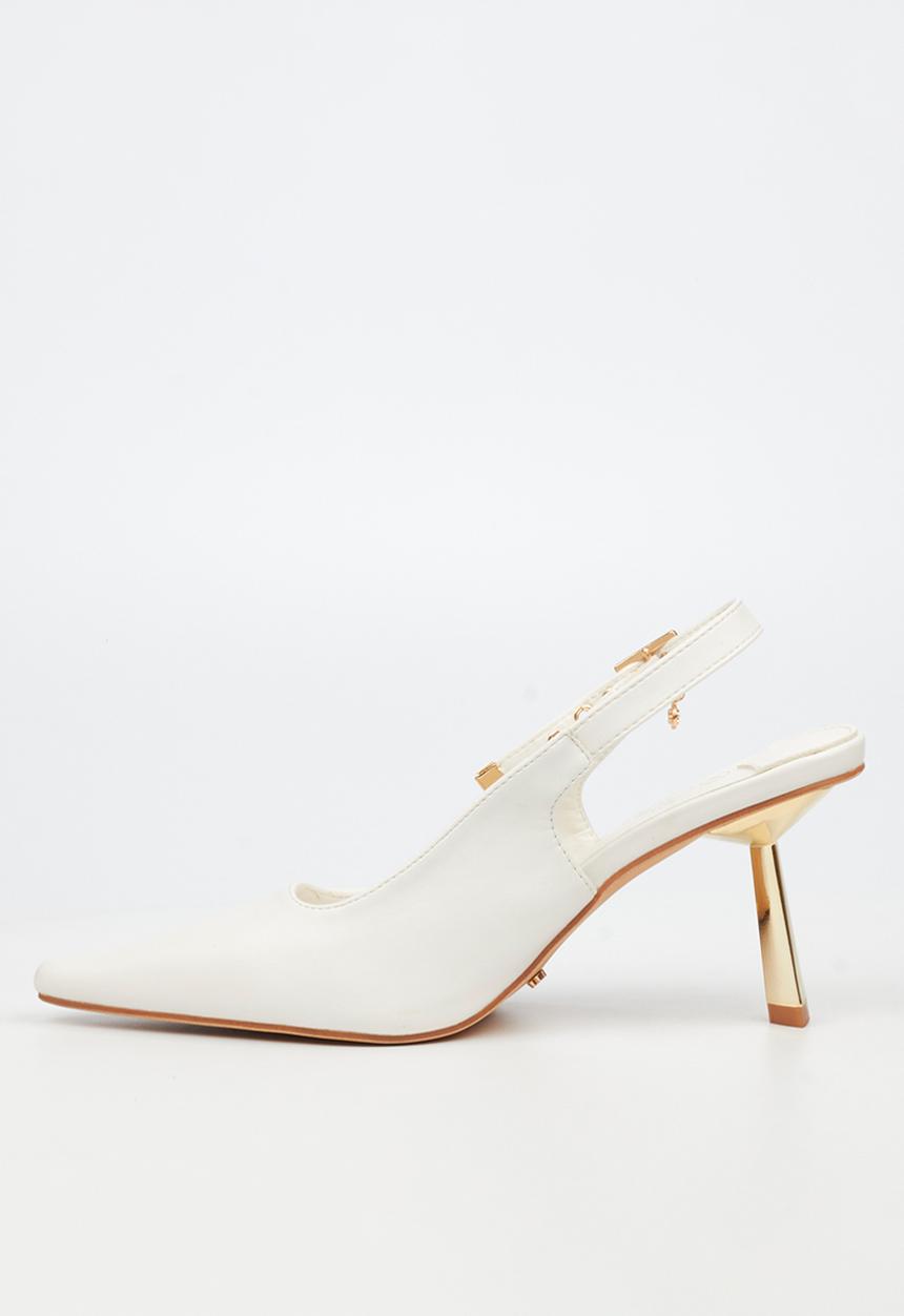Miss Black - Roseca 1 slingback gold heel - white
