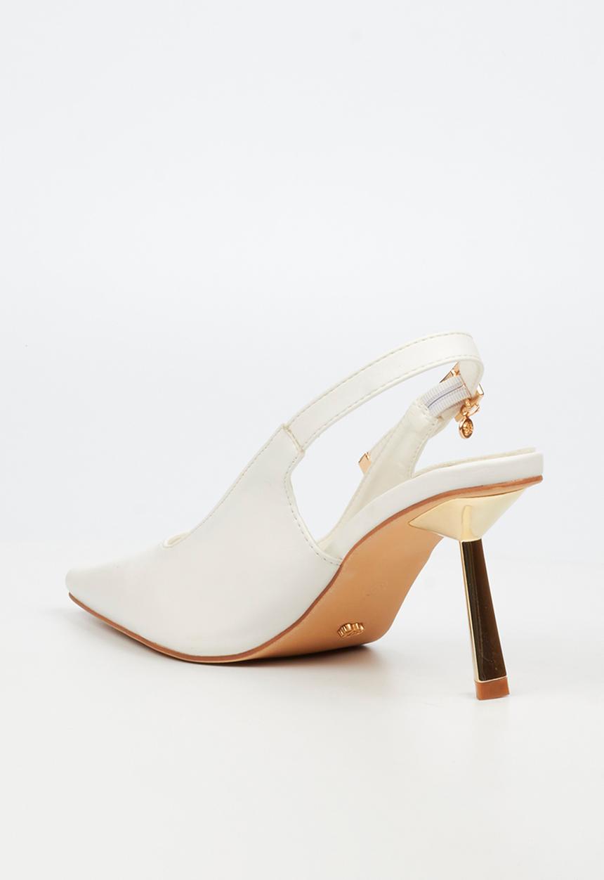 Miss Black - Roseca 1 slingback gold heel - white
