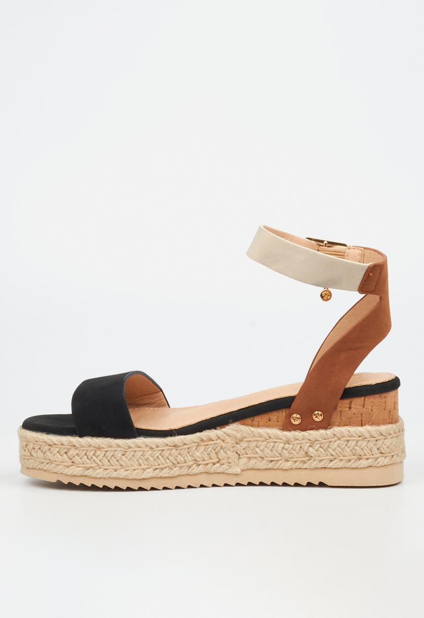Miss Black - Steffi 3 Cork/Rope Wedge - Black Combo