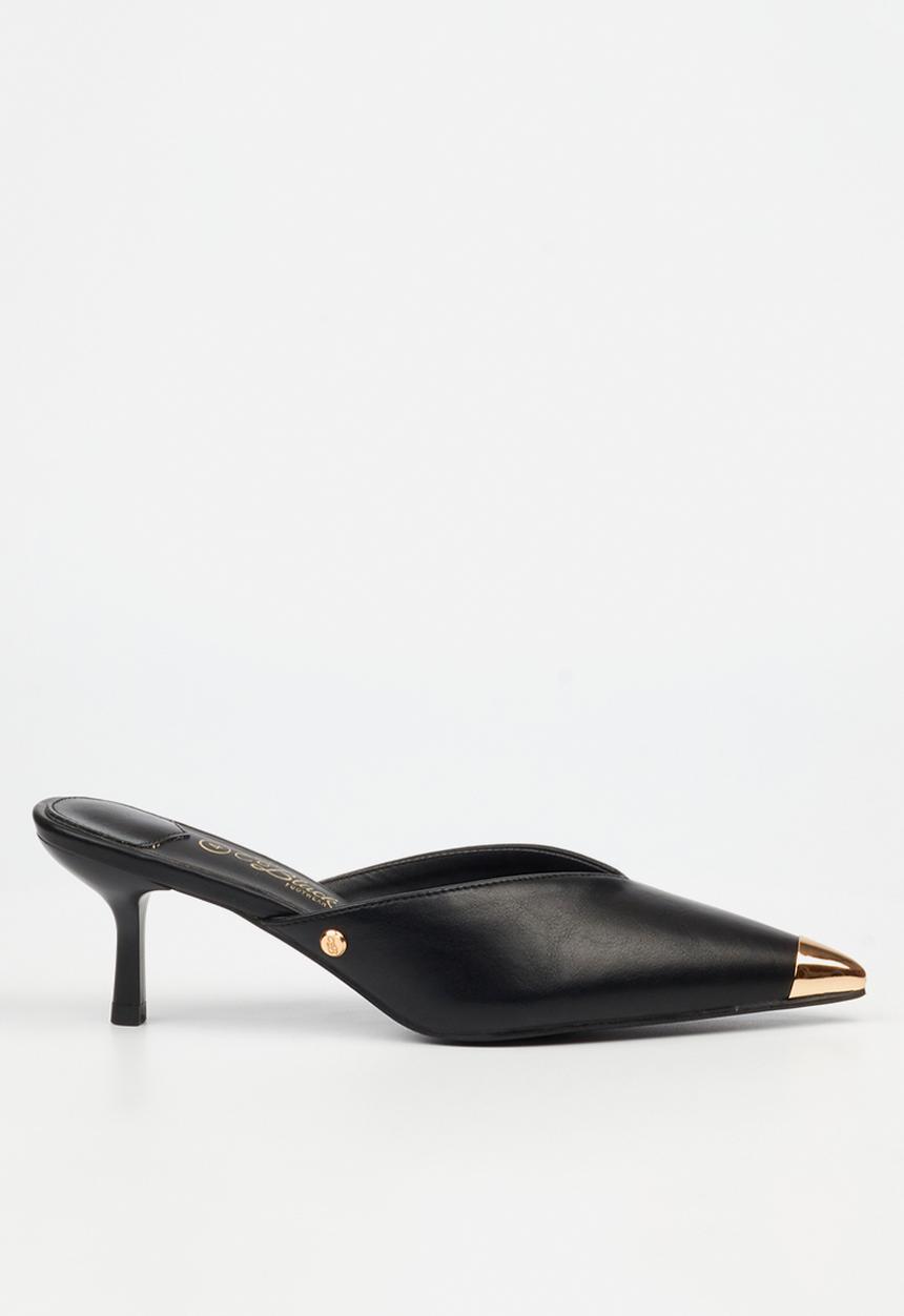 Miss Black - Volley 2 gold tip mule heel - black