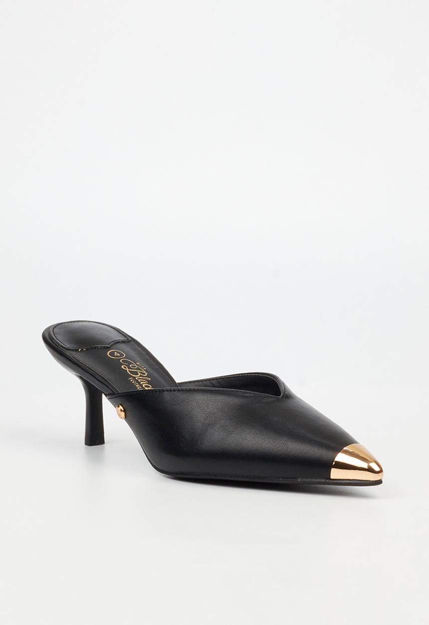 Miss Black - Volley 2 gold tip mule heel - black