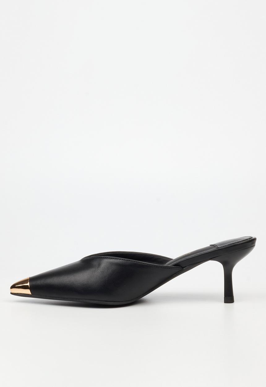 Miss Black - Volley 2 gold tip mule heel - black