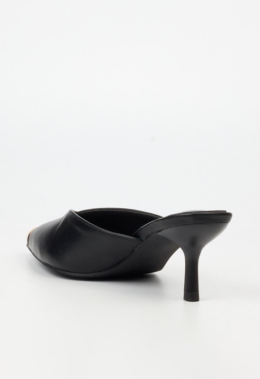 Miss Black - Volley 2 gold tip mule heel - black