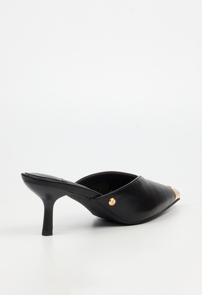 Miss Black - Volley 2 gold tip mule heel - black