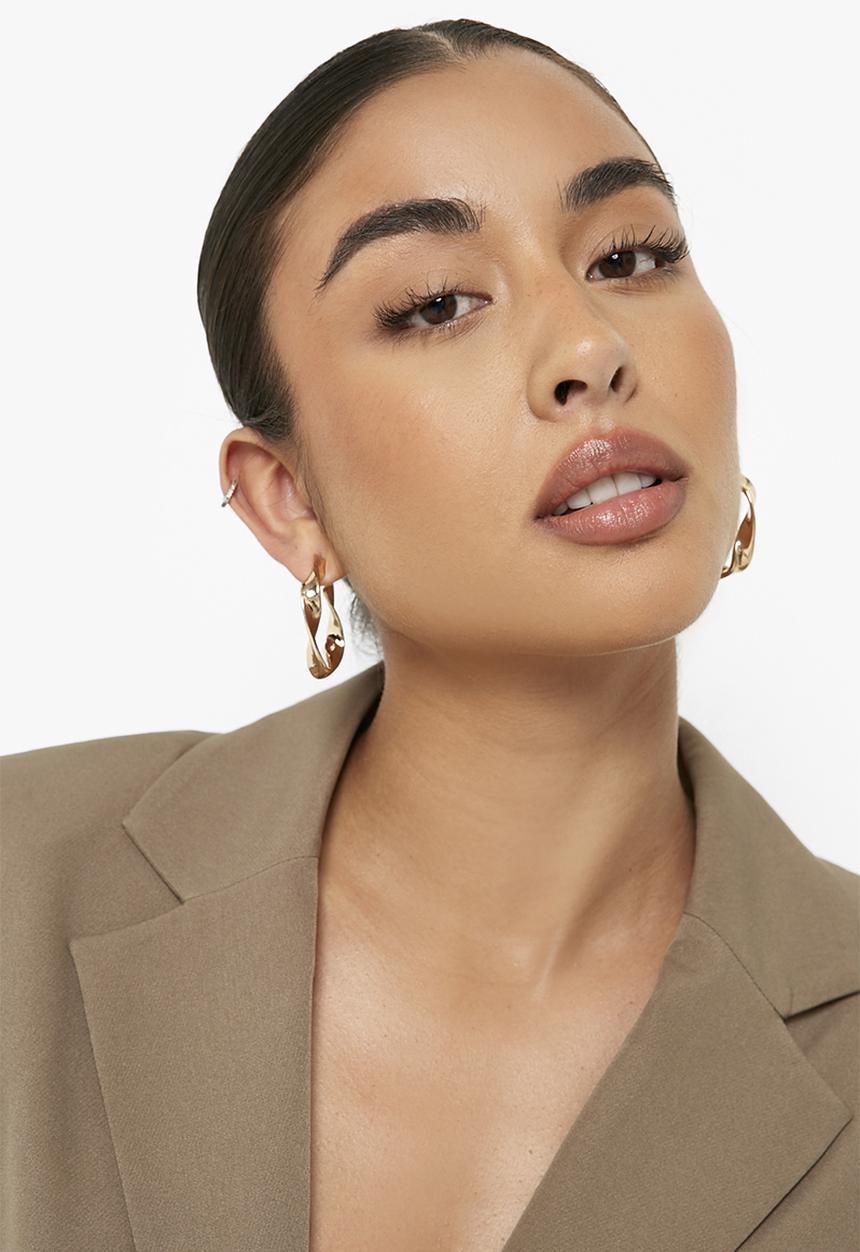 boohoo - Gold twist hoop earrings - gold