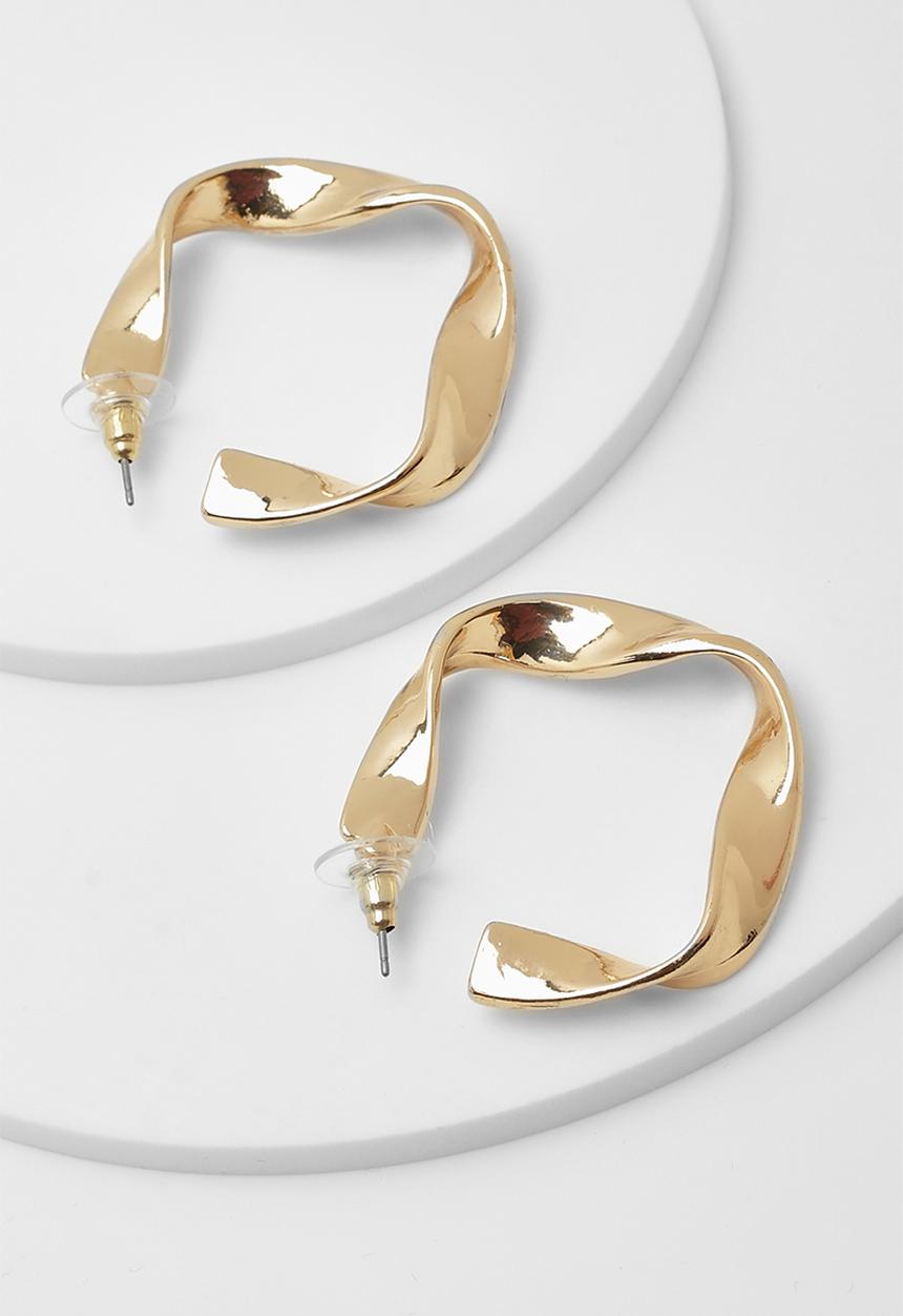 boohoo - Gold twist hoop earrings - gold