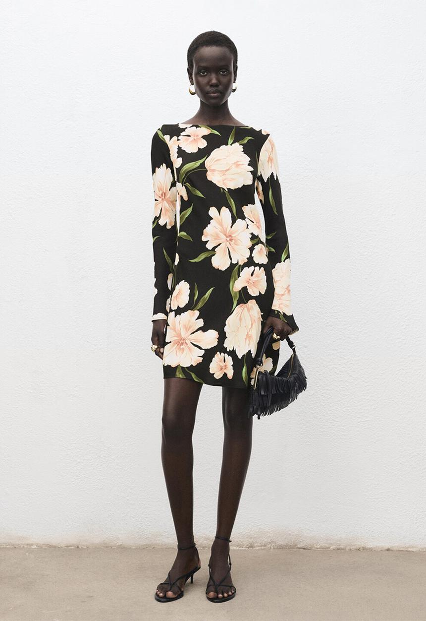 MANGO - Dress saltin -  black