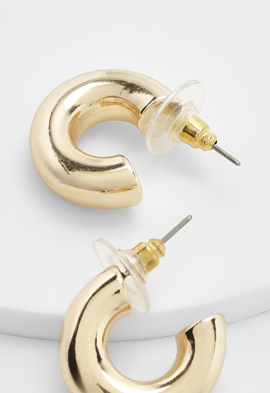 boohoo - Chunky tubular hoop earrings - gold