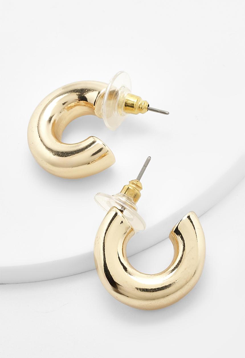 boohoo - Chunky tubular hoop earrings - gold