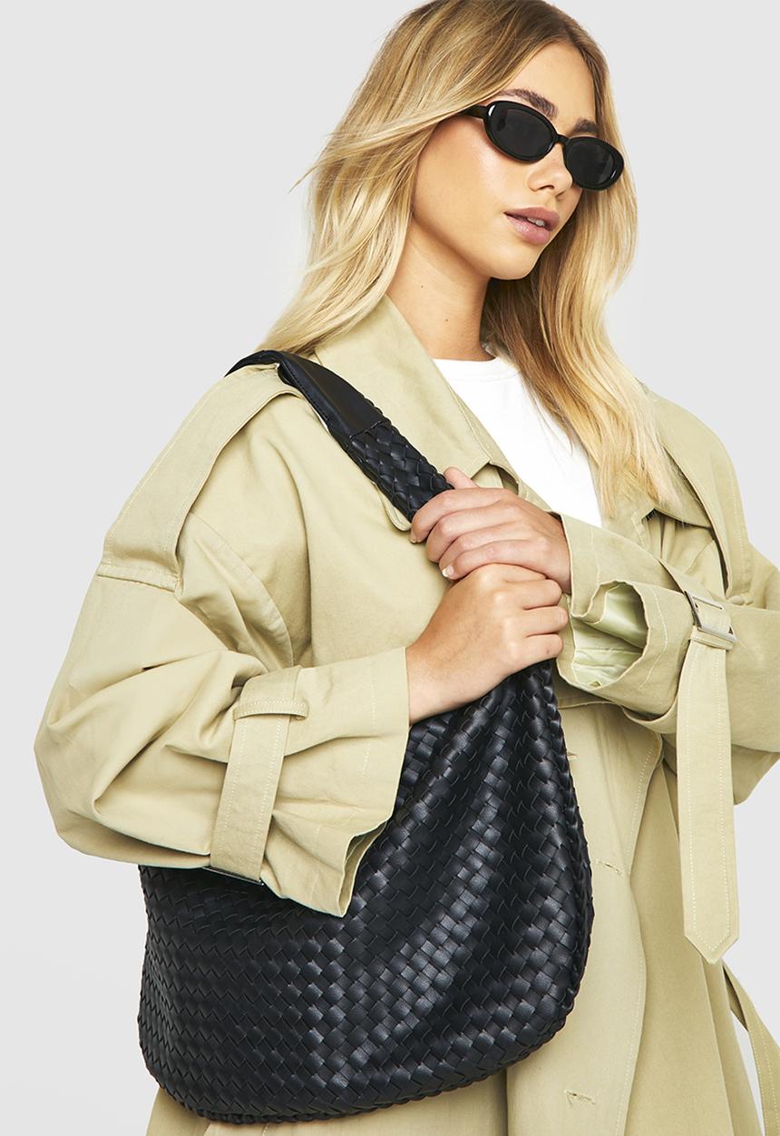 boohoo - Woven slouchy tote bag - black
