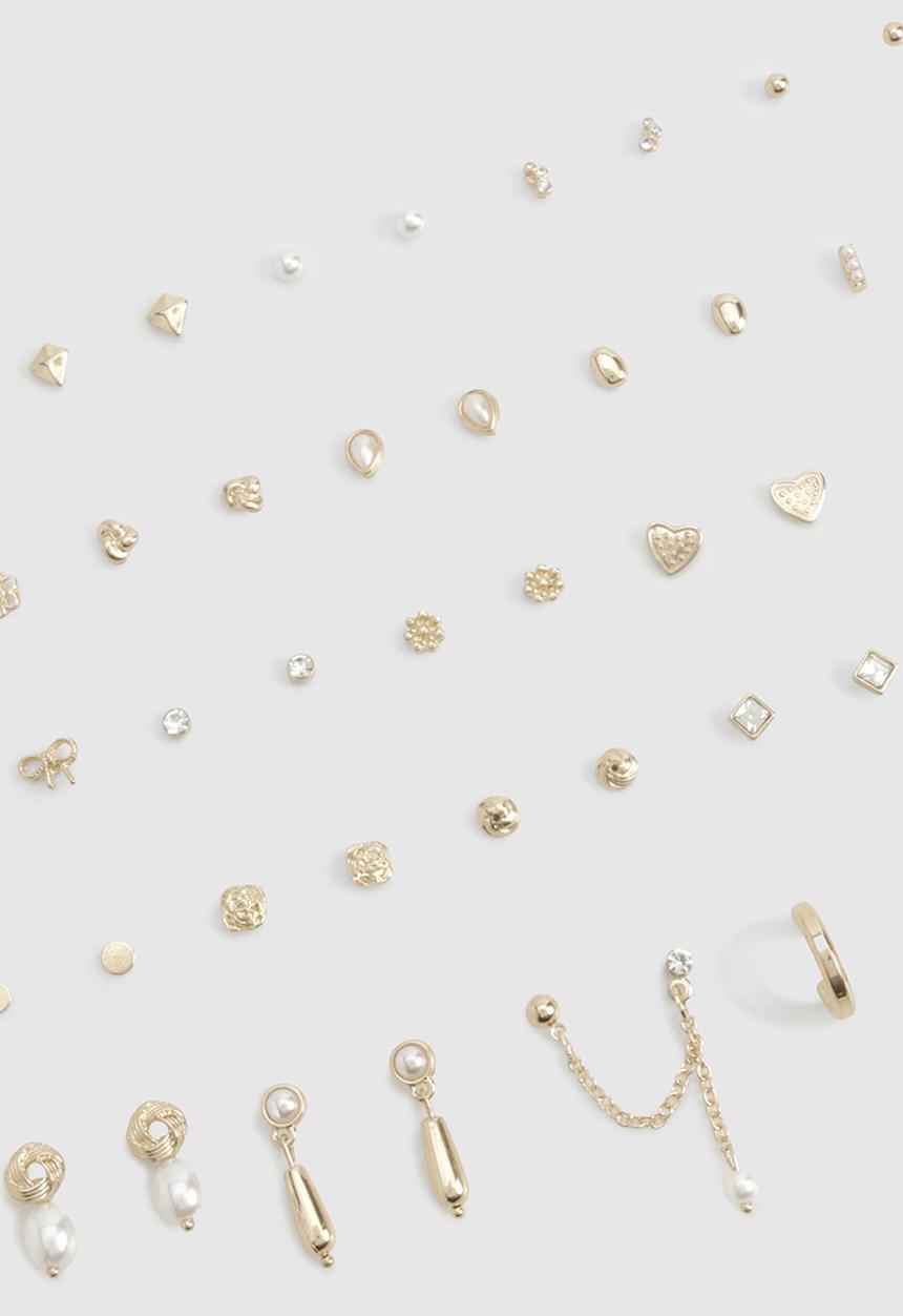 boohoo - Pearl and gold stud earrings 25 pack - gold