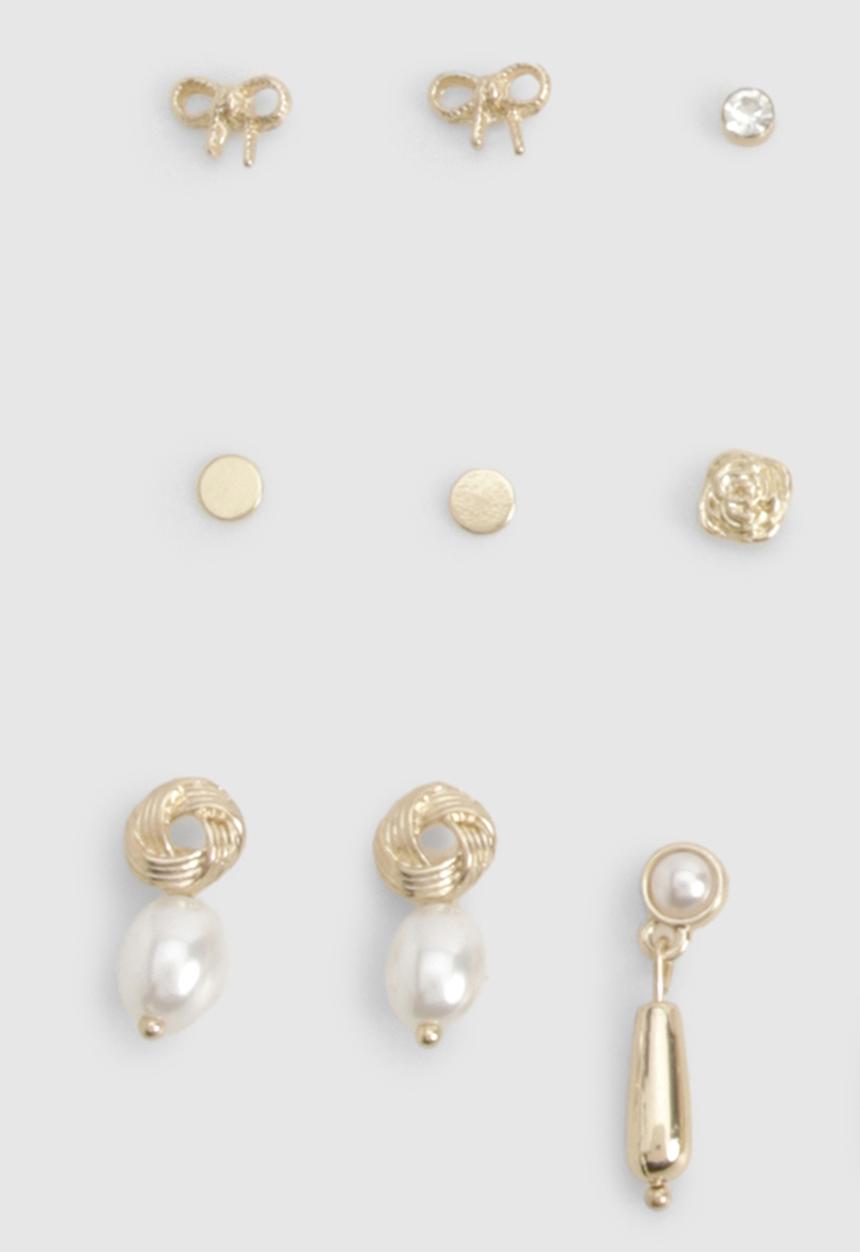 boohoo - Pearl and gold stud earrings 25 pack - gold