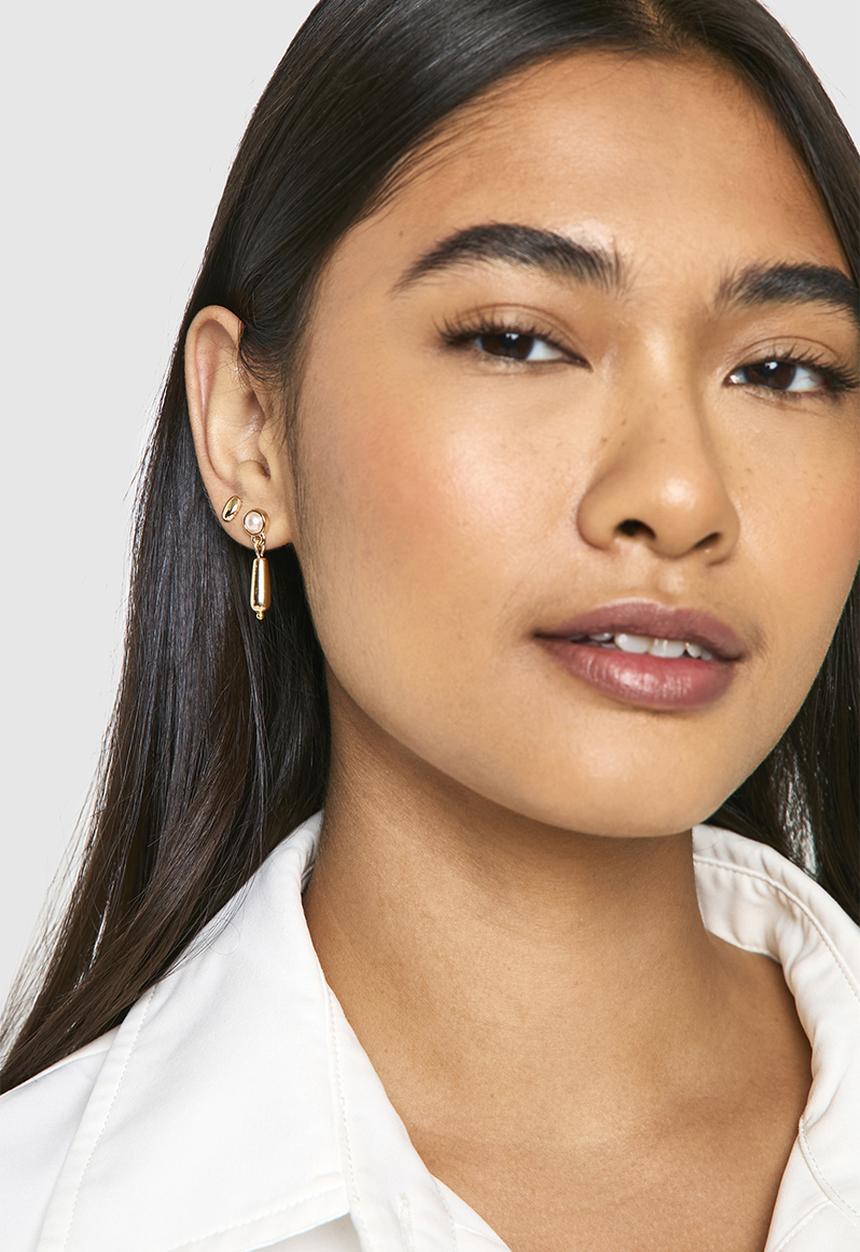 boohoo - Pearl and gold stud earrings 25 pack - gold