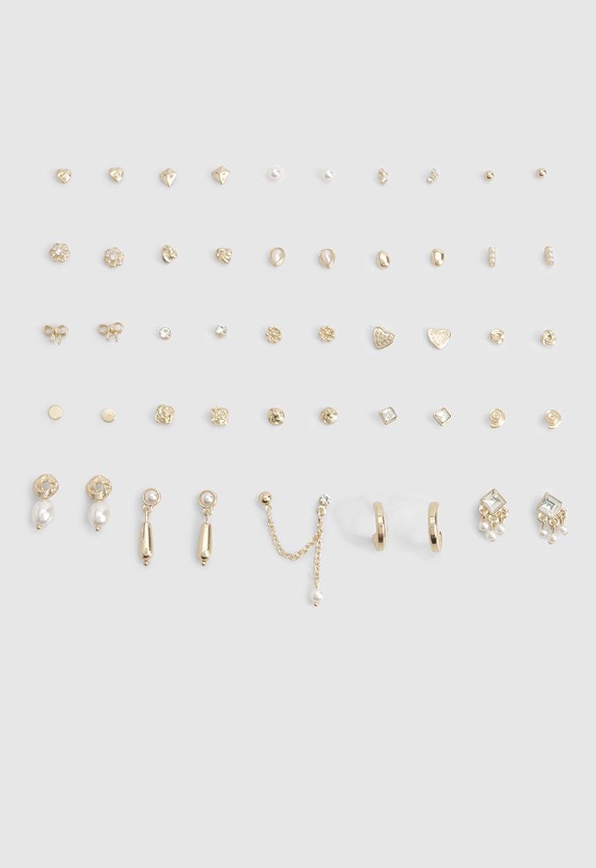 boohoo - Pearl and gold stud earrings 25 pack - gold