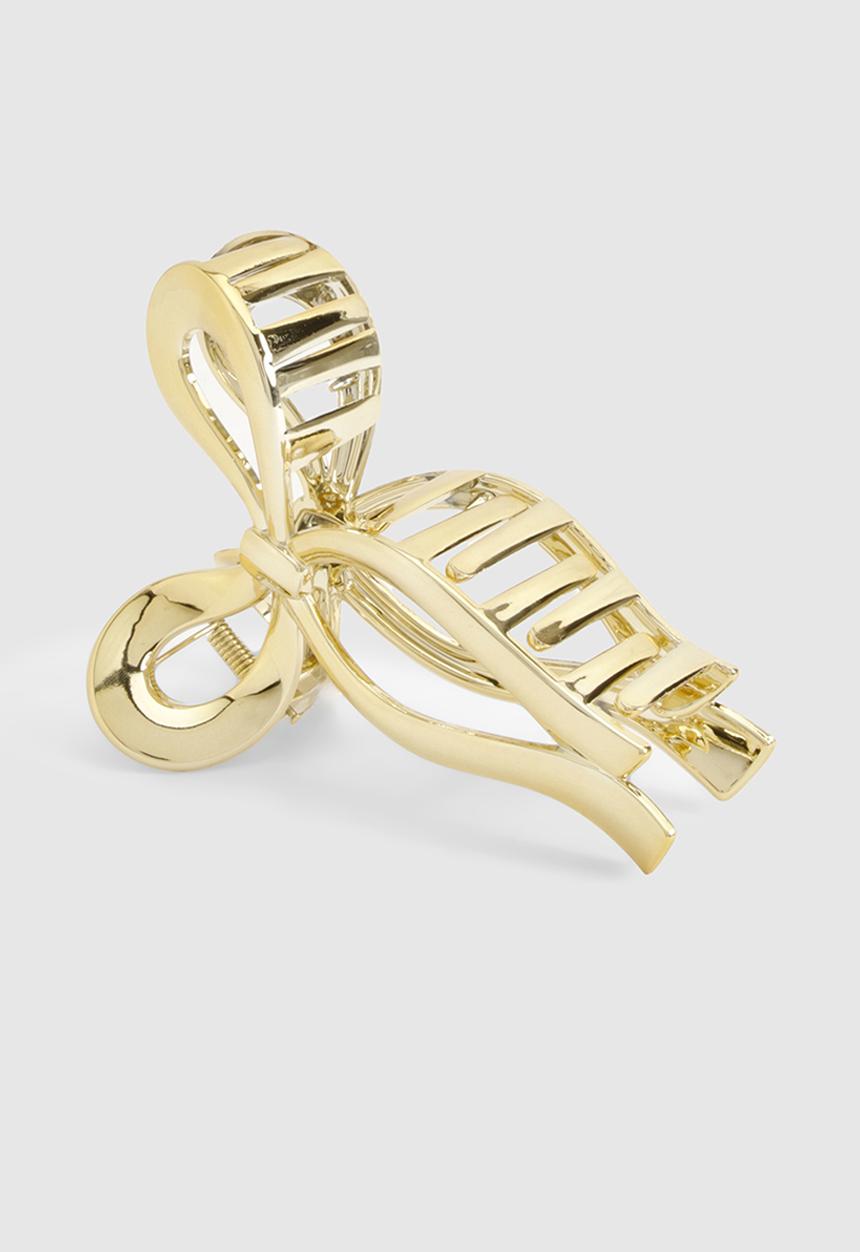 boohoo - Gold bow detail claw clip - gold