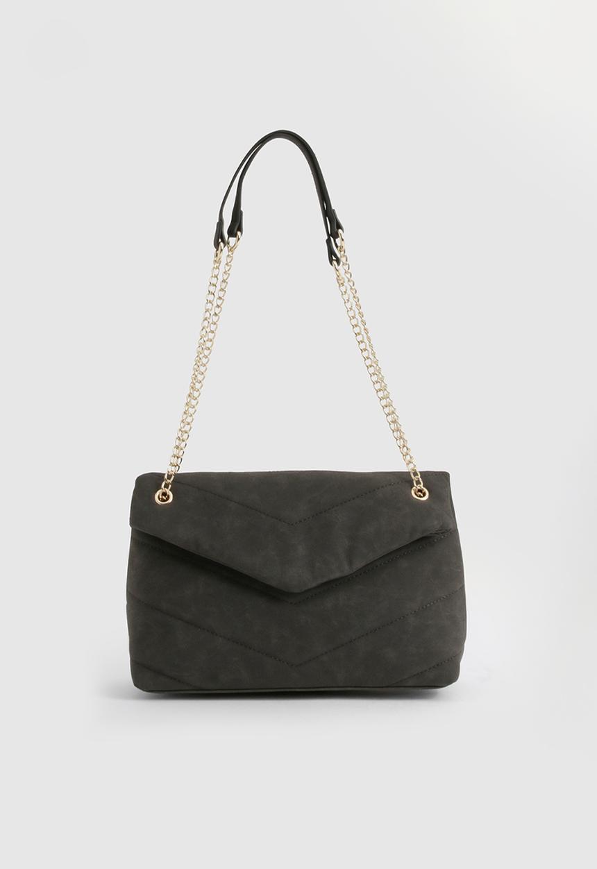boohoo - Fold over chain handle cross body bag - black