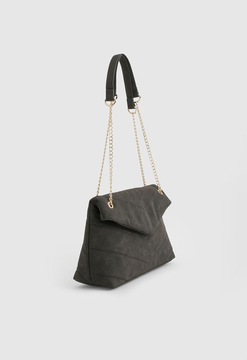 boohoo - Fold over chain handle cross body bag - black