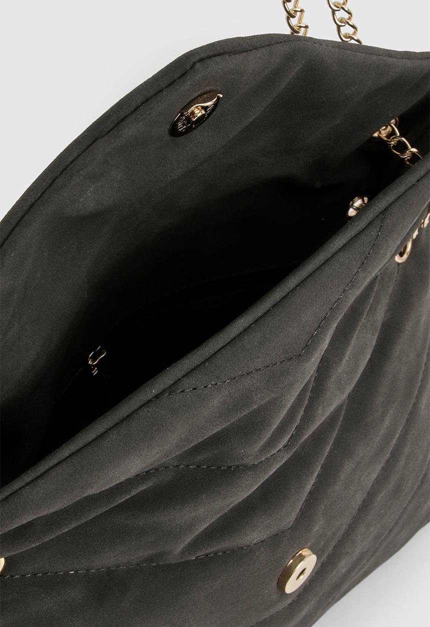 boohoo - Fold over chain handle cross body bag - black