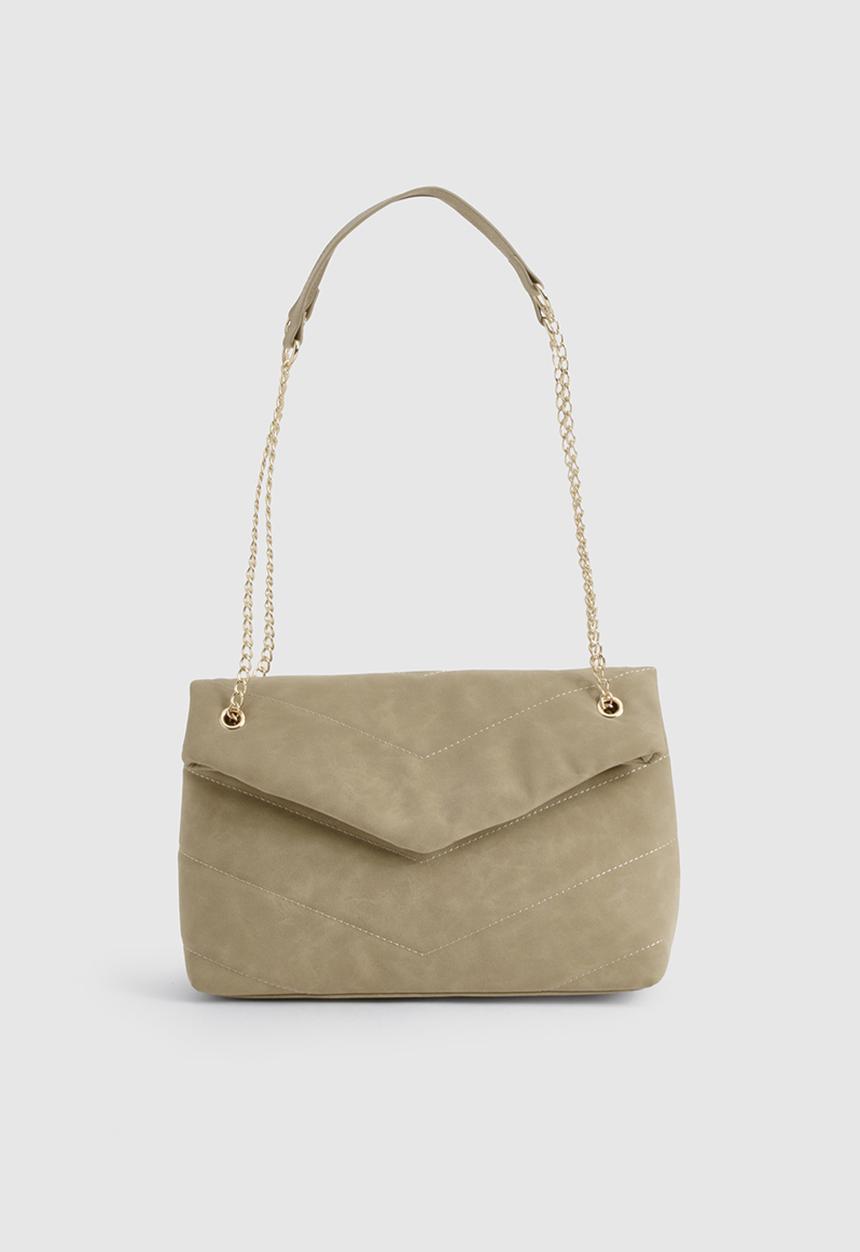 boohoo - Fold over chain handle cross body bag - taupe