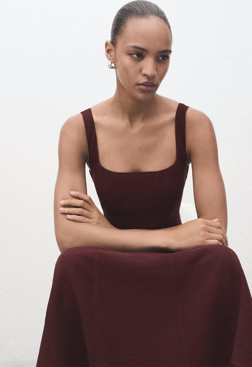 MANGO - Vestido roberts - dark red
